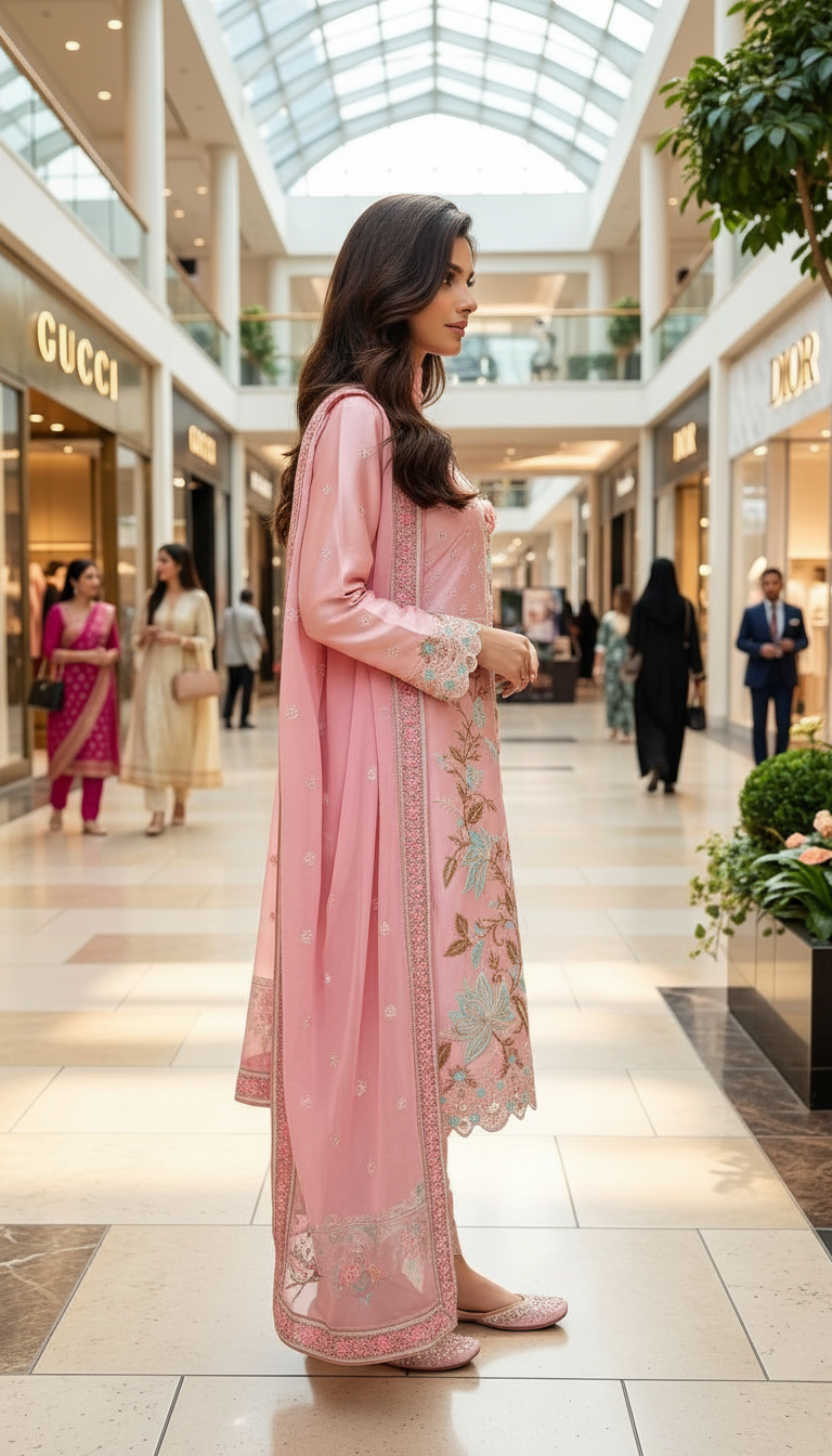 Embroidered Pink Salwar Kameez view 3