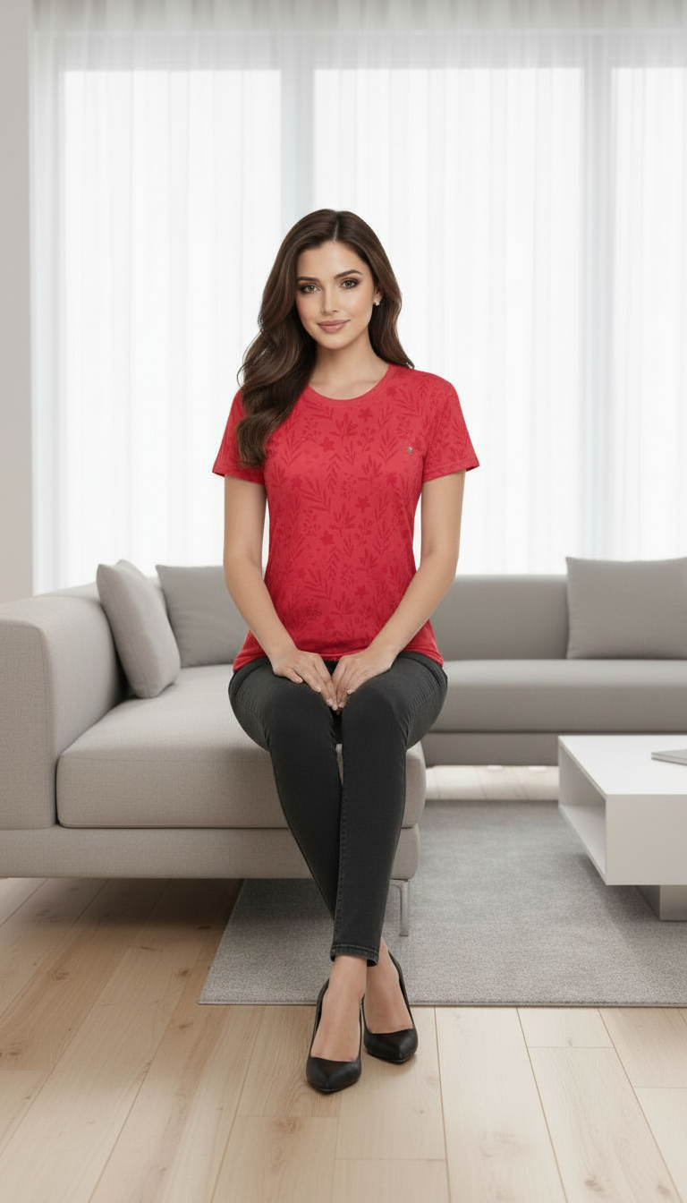 Red Printed T-Shirt view 4