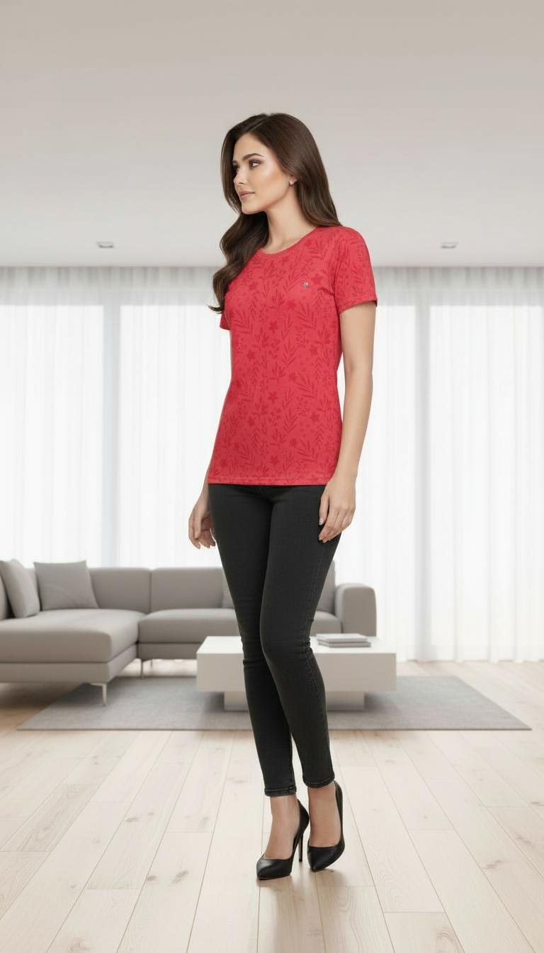 Red Printed T-Shirt view 3