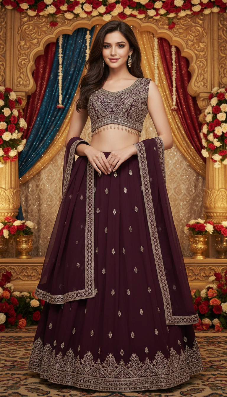 Designer Embroidered Lehenga view 2