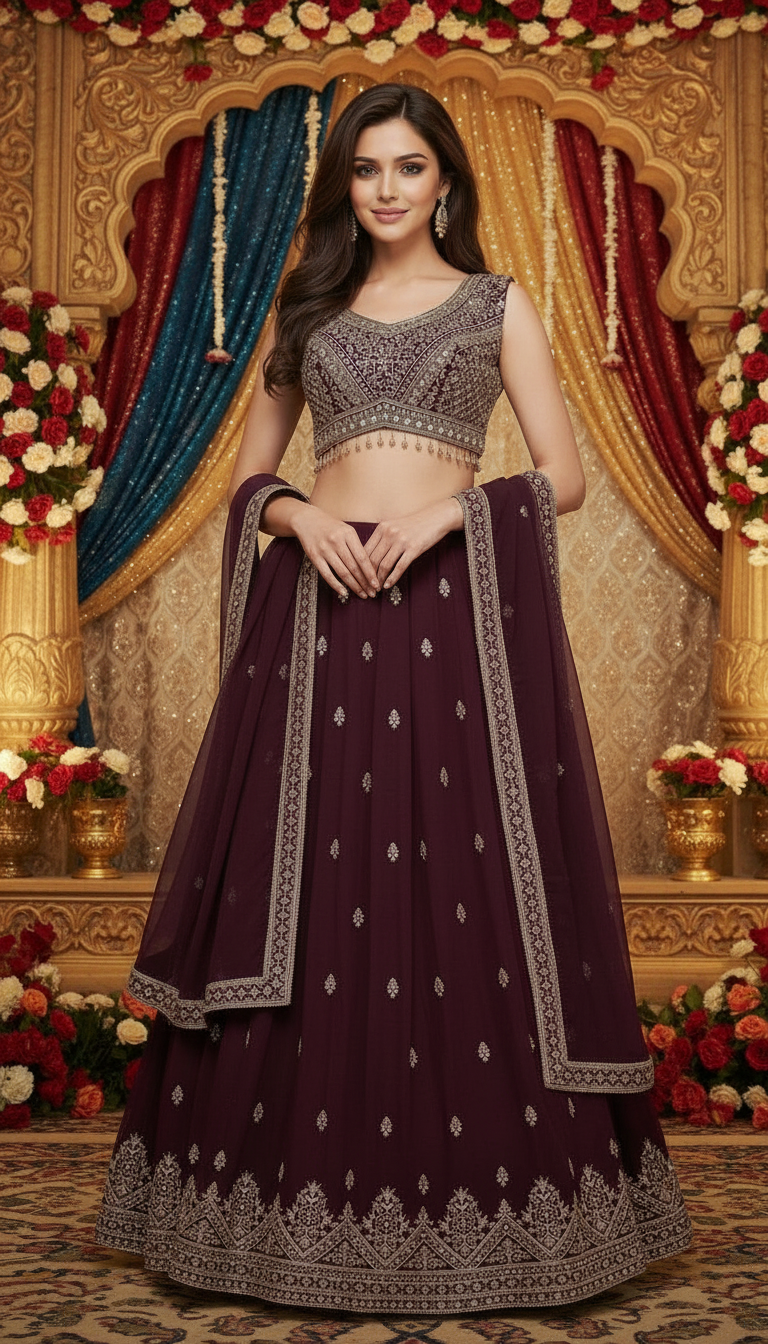 Elegant Embroidered Lehenga Set view 4