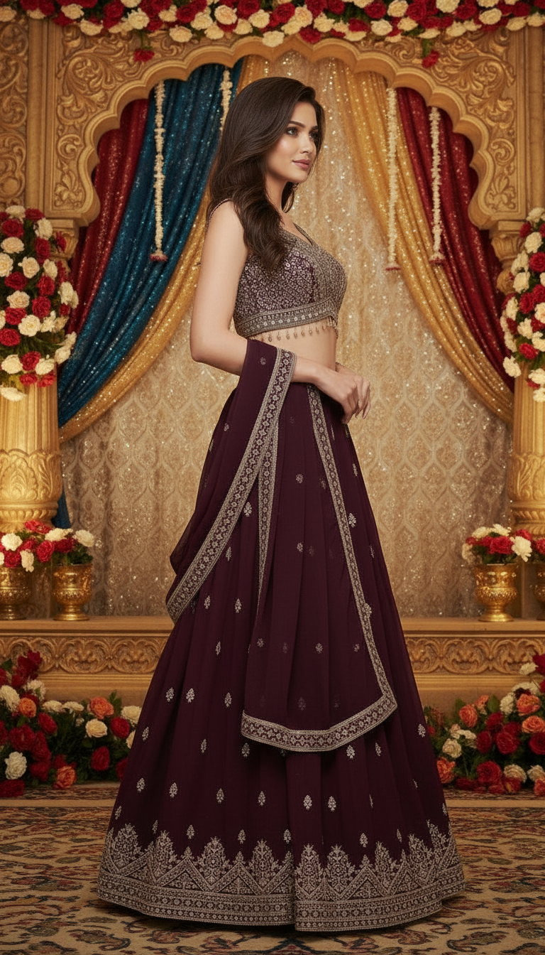 Elegant Embroidered Lehenga Set view 2