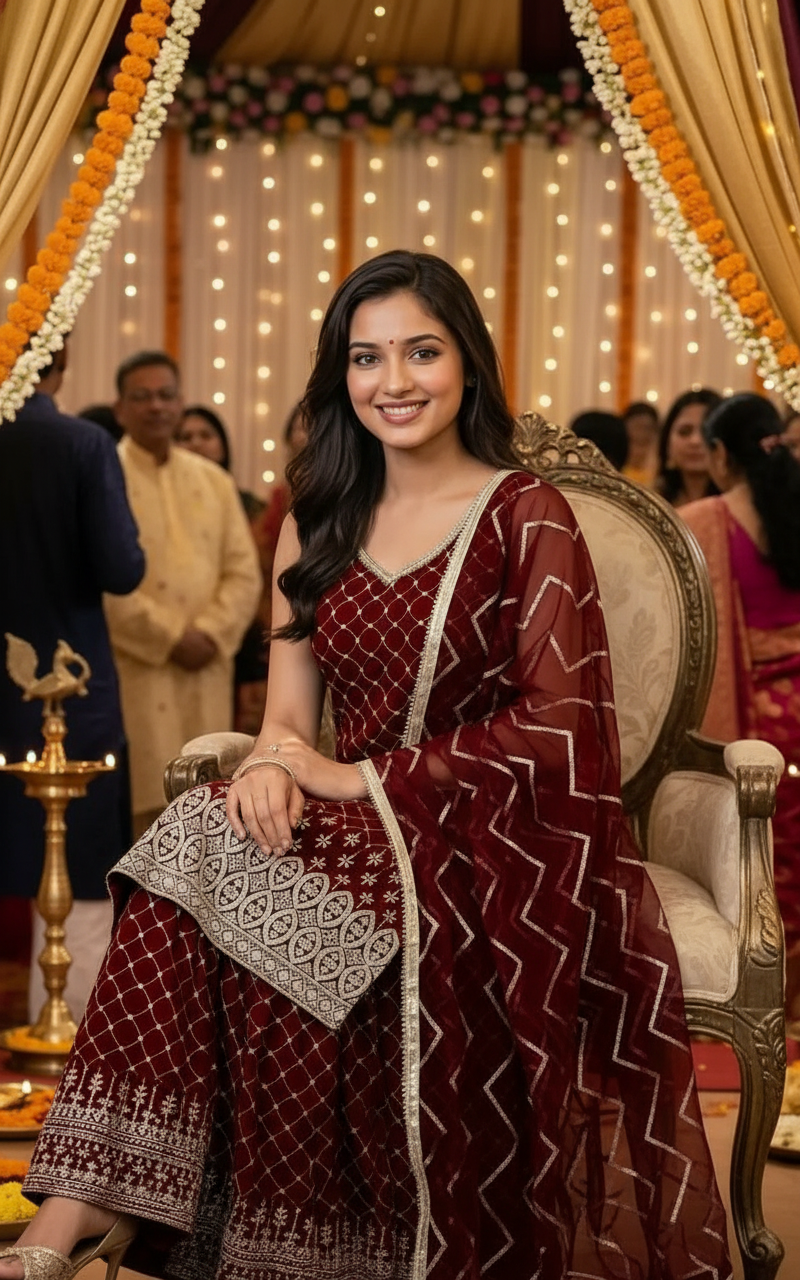 Velvet Embroidered Salwar Suit view 5