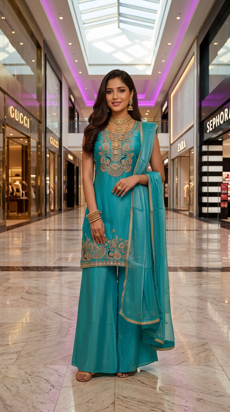 Embroidered Kurta Set view 5
