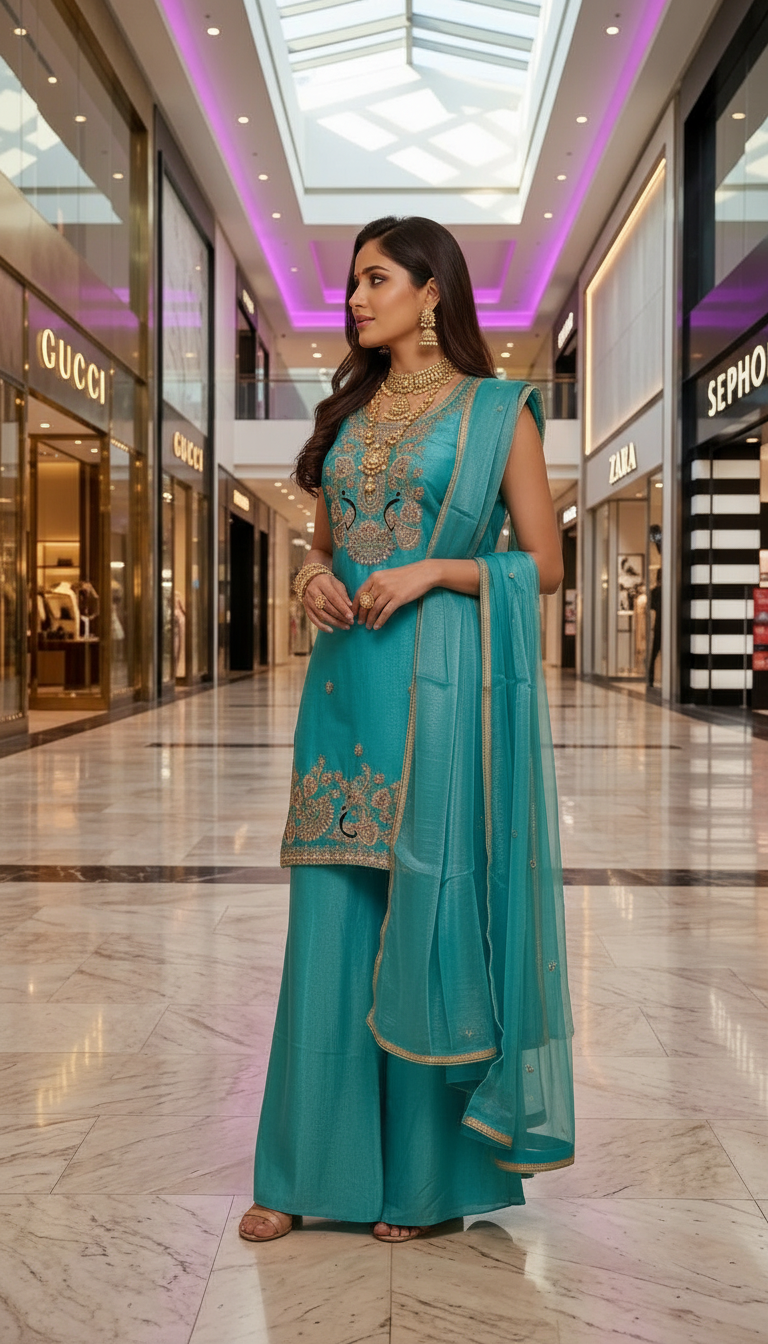 Embroidered Kurta Set view 3
