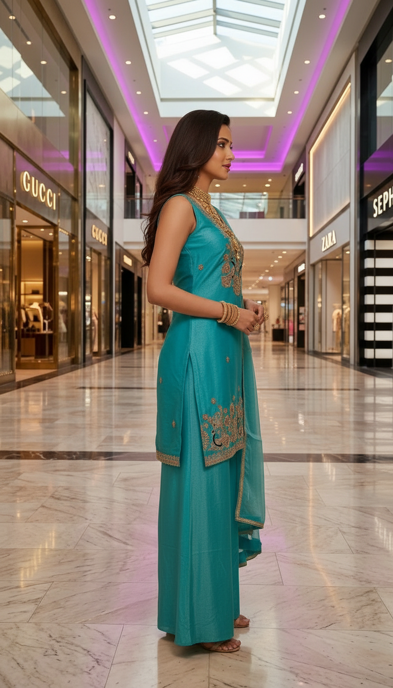 Embroidered Kurta Set view 2