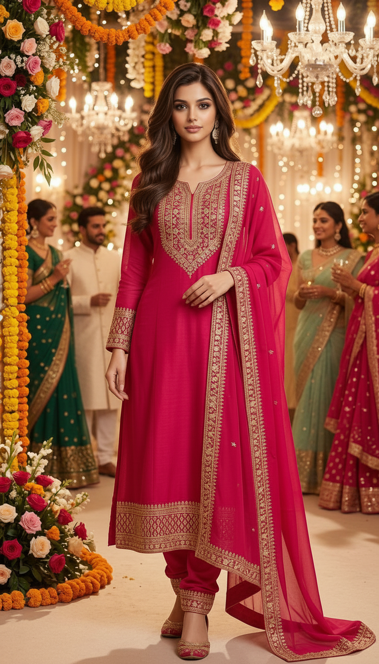 Elegant Embroidered Anarkali Suit