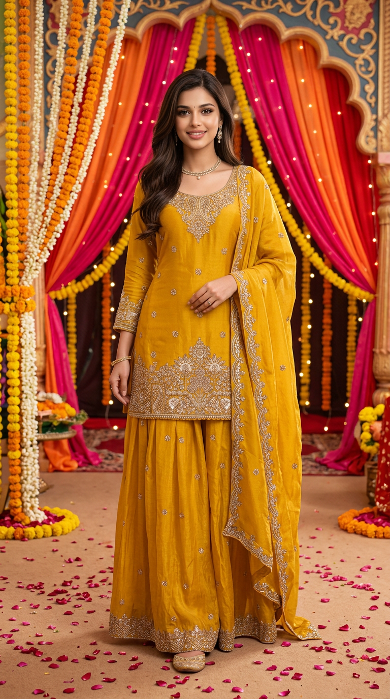 Embroidered Long Kurta Lehnga Suit With Dupatta view 6