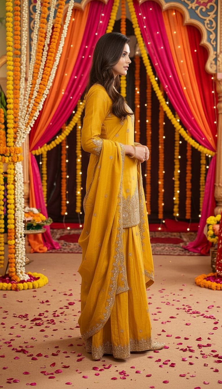 Embroidered Long Kurta Lehnga Suit With Dupatta view 2