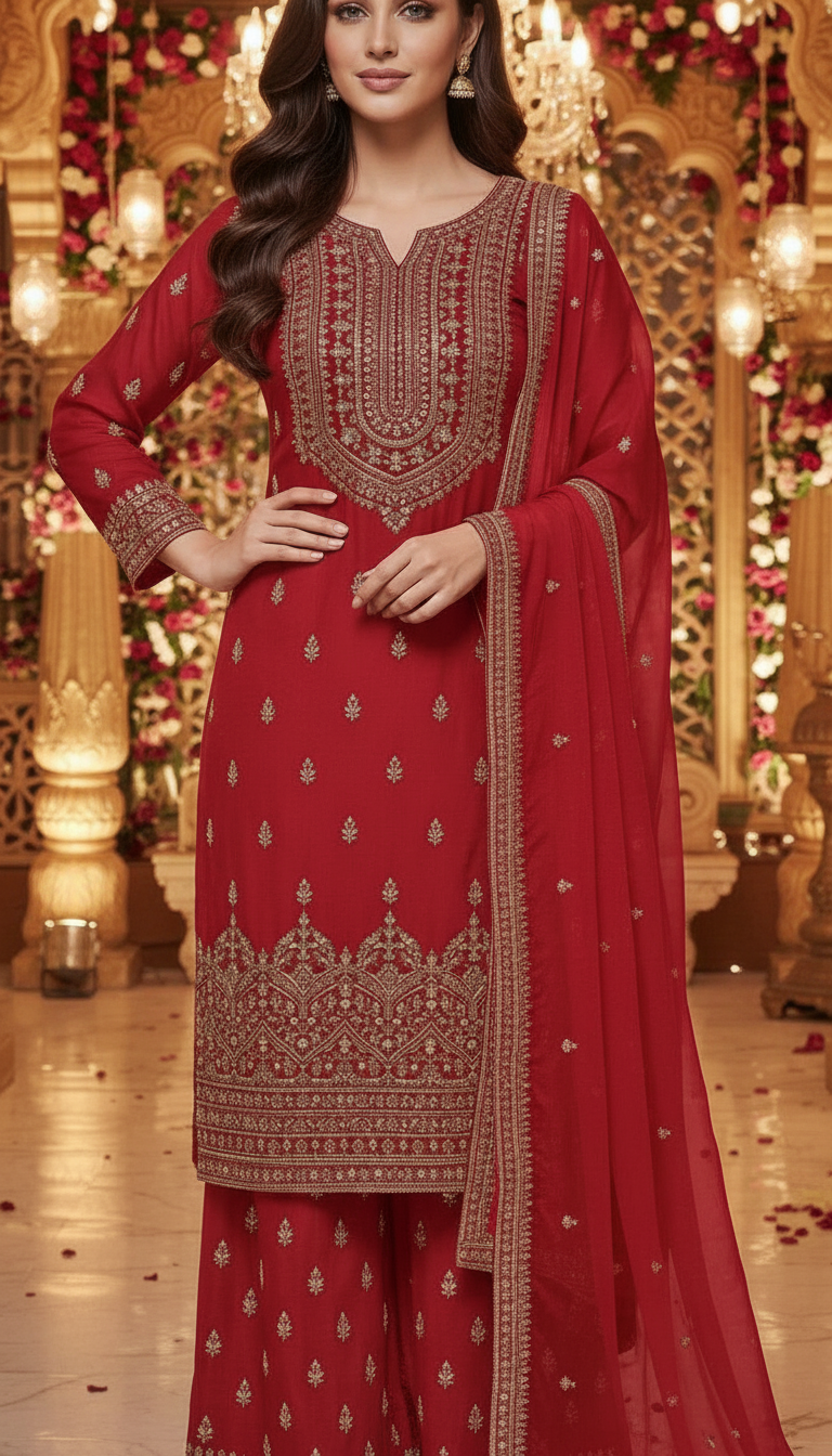 Embroidered Kurta Devider Set view 5