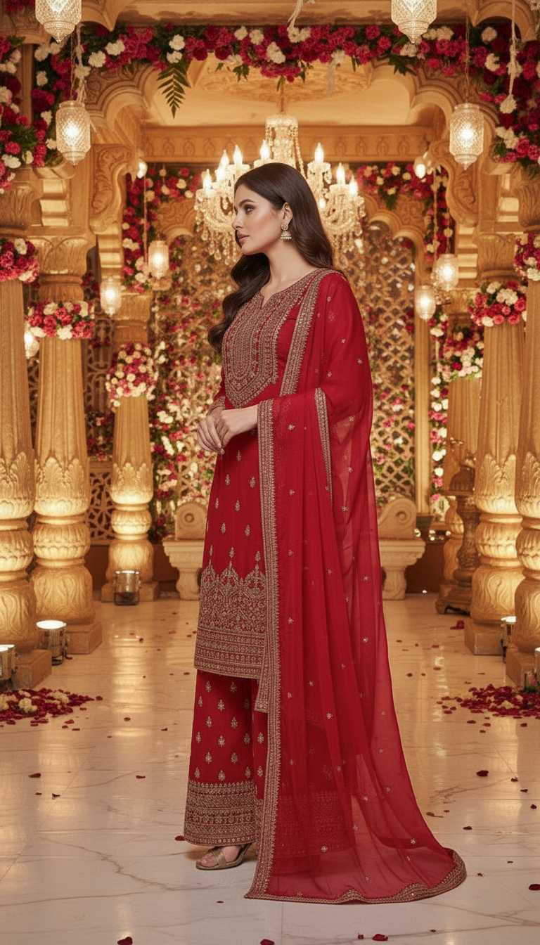 Embroidered Kurta Devider Set view 4
