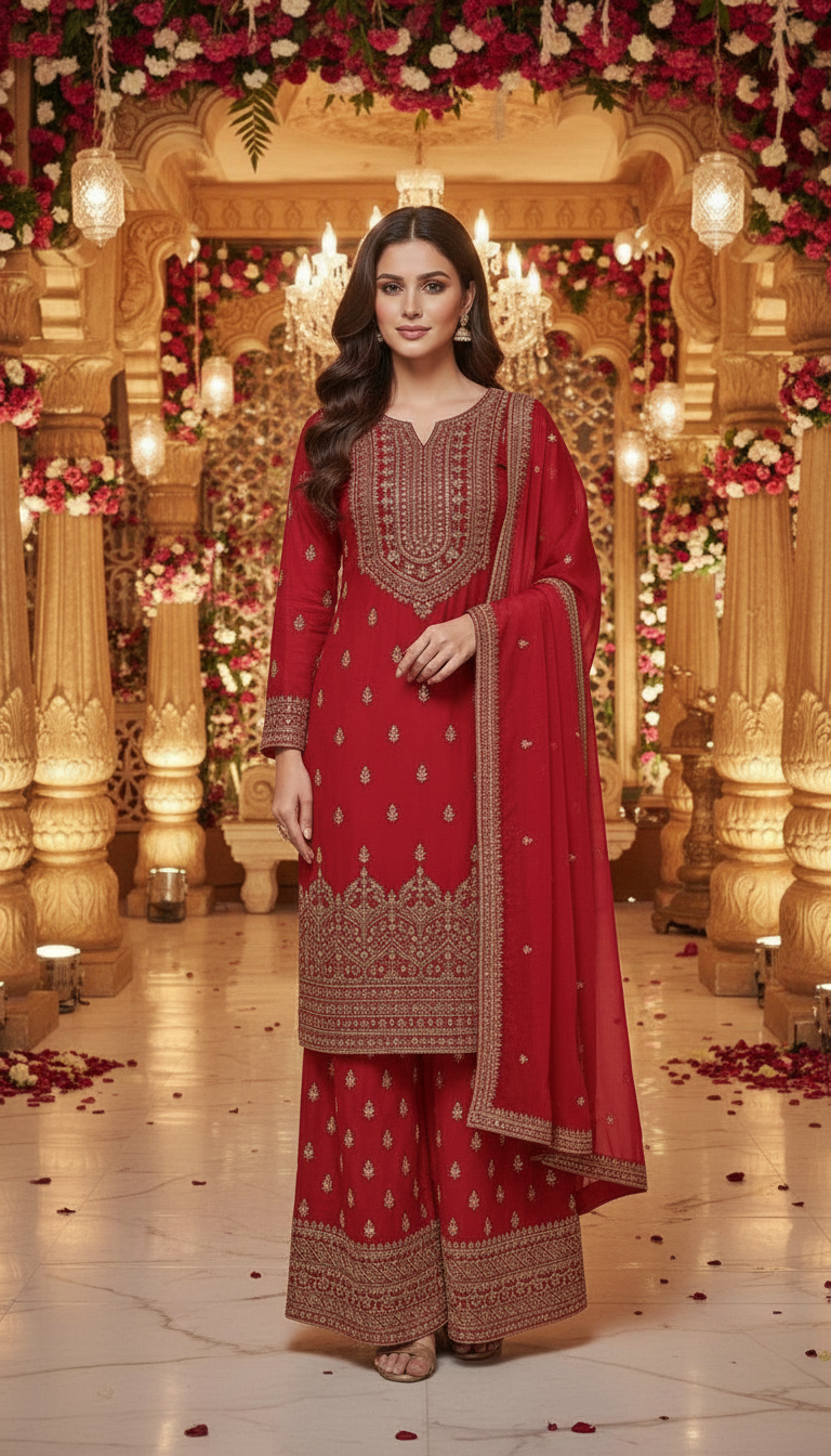 Embroidered Kurta Devider Set view 3