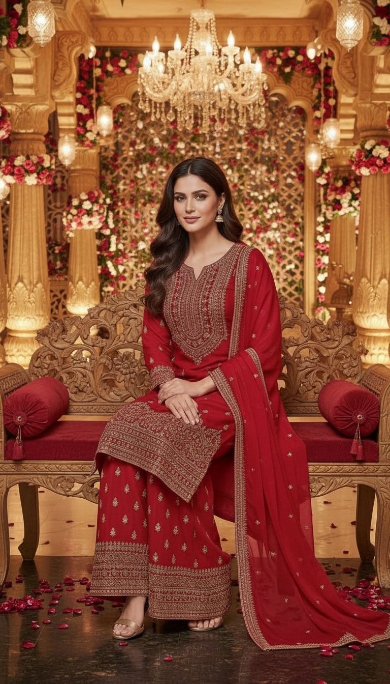 Embroidered Kurta Devider Set view 6