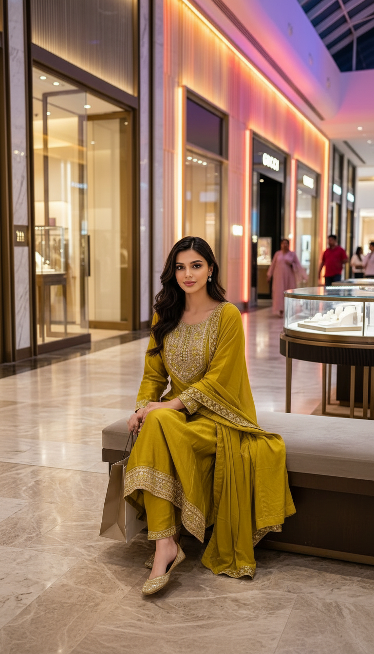 Elegant Embroidered Mehndi Kurta Set view 5
