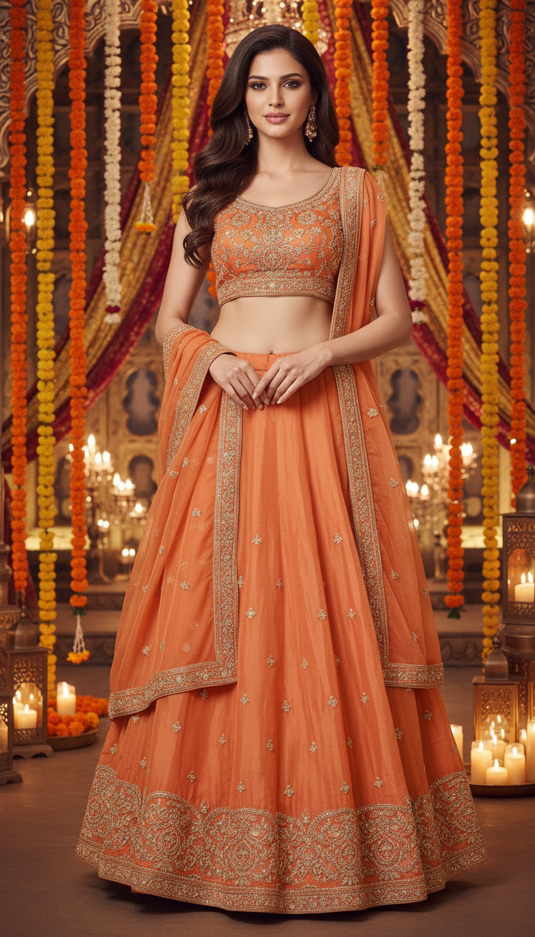 Embroidered Lehenga Choli Fendy Fabric view 6
