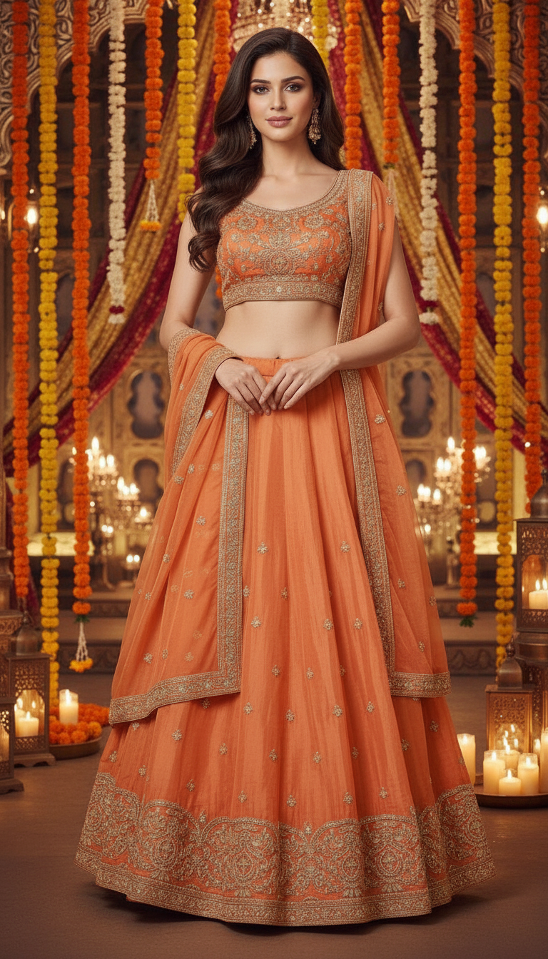 Embroidered Lehenga Choli Fendy Fabric view 3