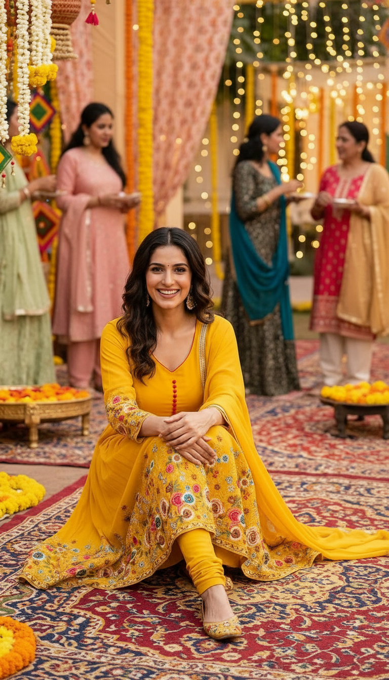 Festive Yellow Anarkali Suit view 4