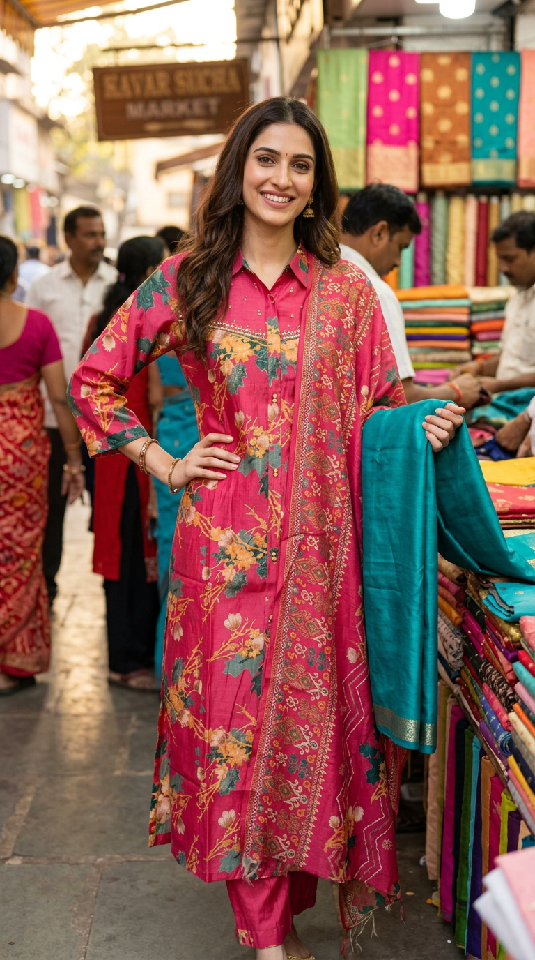 Floral Kurta With Sarara Set view 6