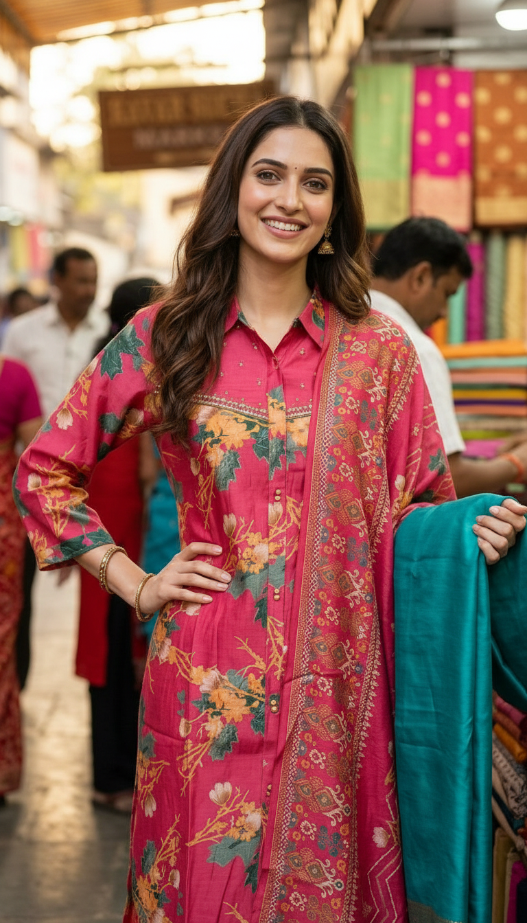 Floral Kurta With Sarara Set view 2