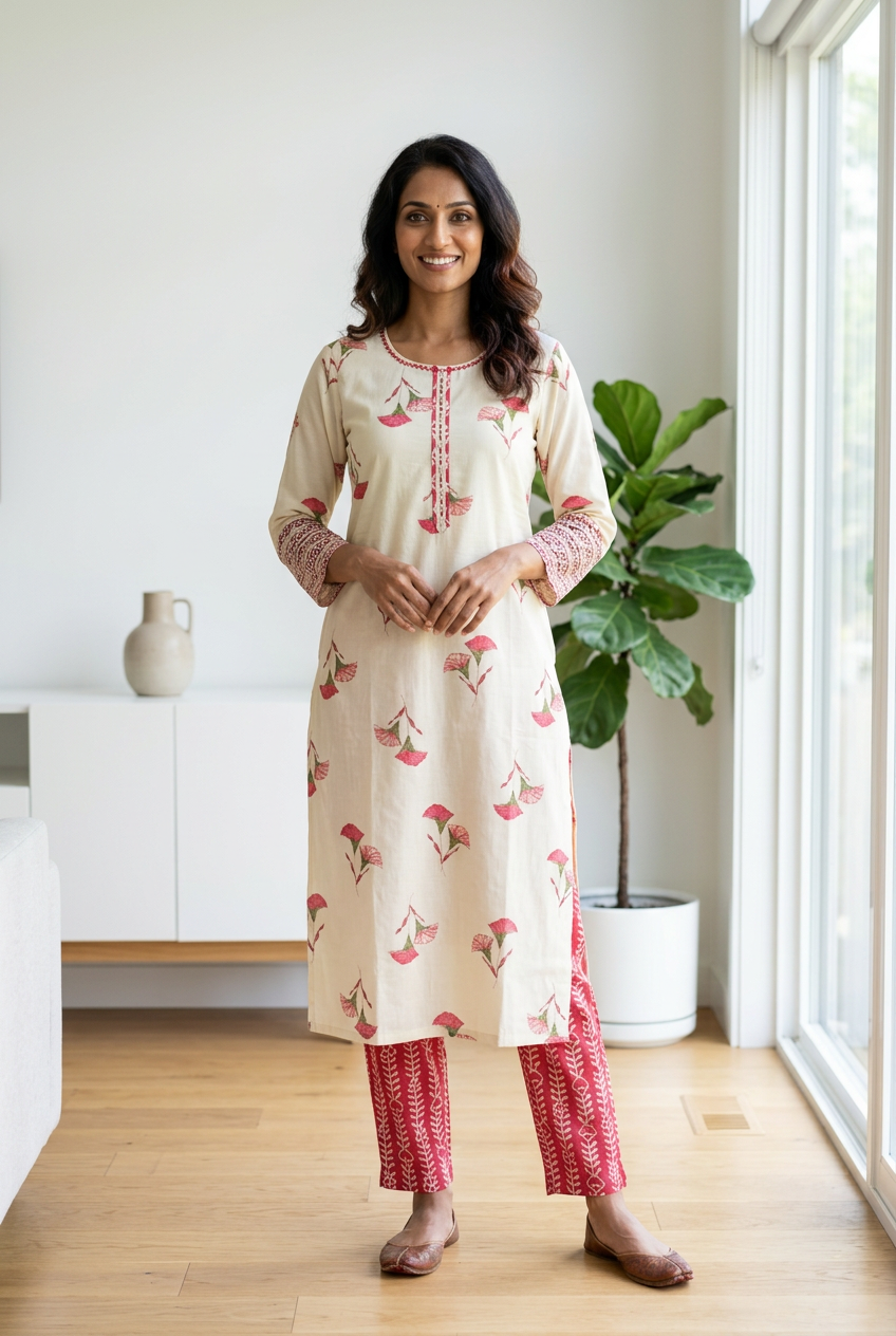 Cotton Blend Floral Set