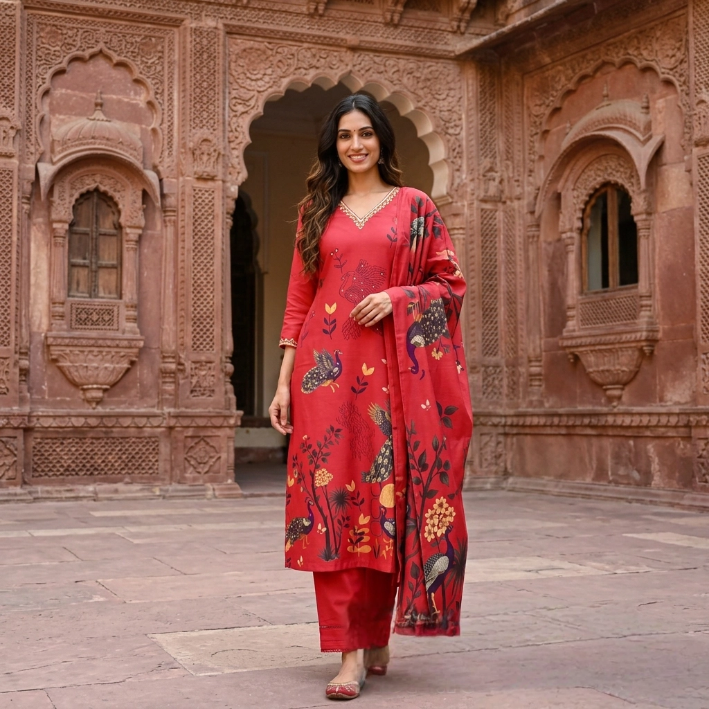 Modal  Silk Digital Print  Kurti Set
