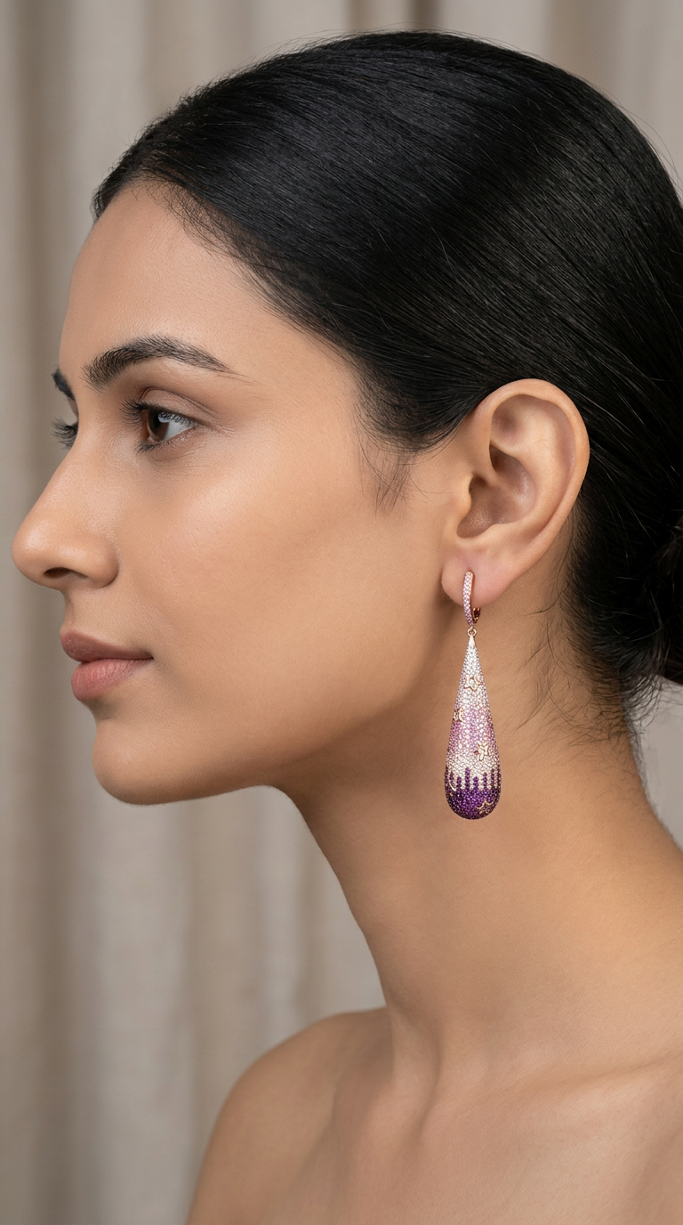 Pink Rhinestone Earring