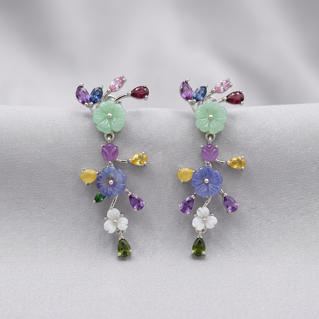 Floral Gemstone Earrings