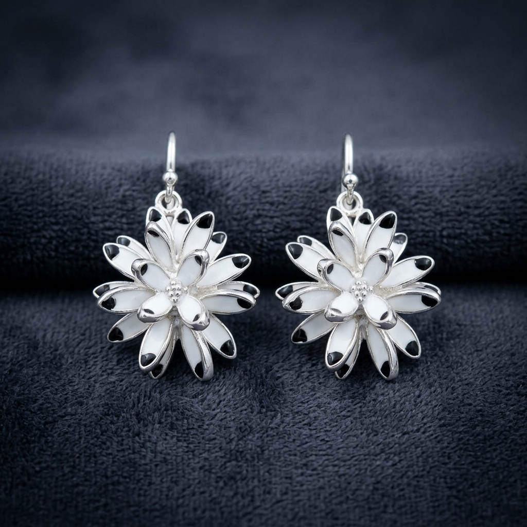 Silver Floral Earrings