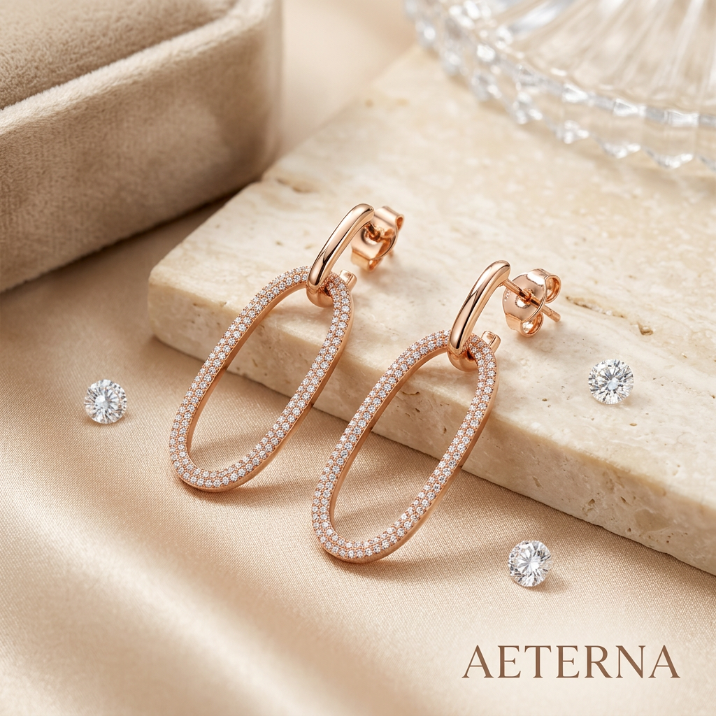 Rose Gold Oval Earrings
