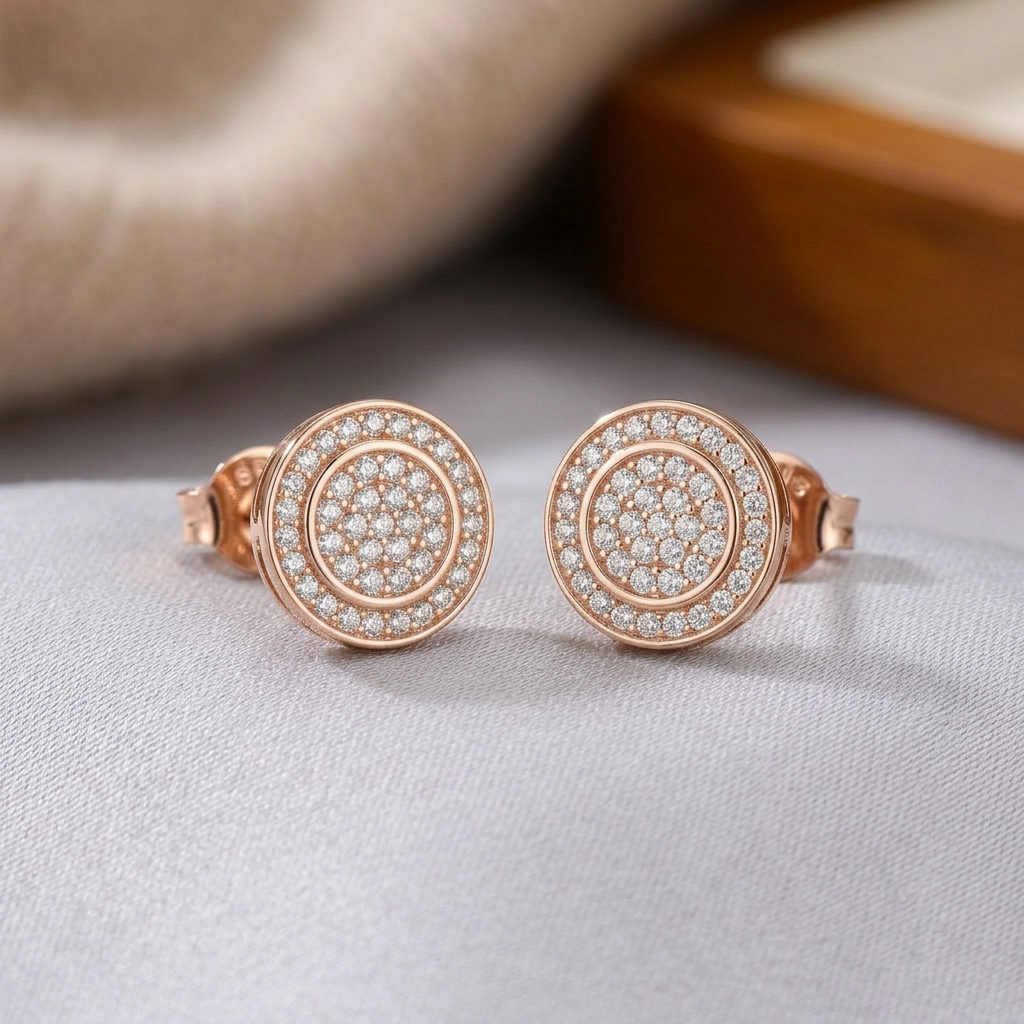 Rose Gold Diamond Stud Earrings
