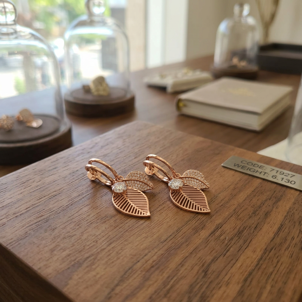 Rose Gold Plated Leaf Earrings