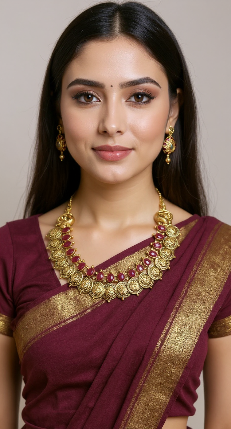Ruby Embedded Nakash Coin Necklace Set