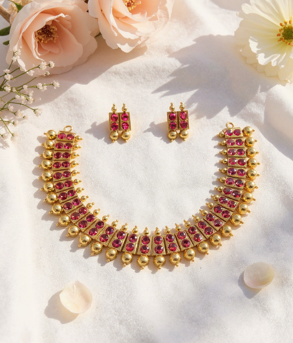 Ruby Gold Necklace Set