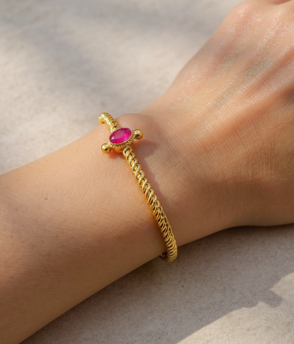 Gold Golsu Bangles with Ruby view 2