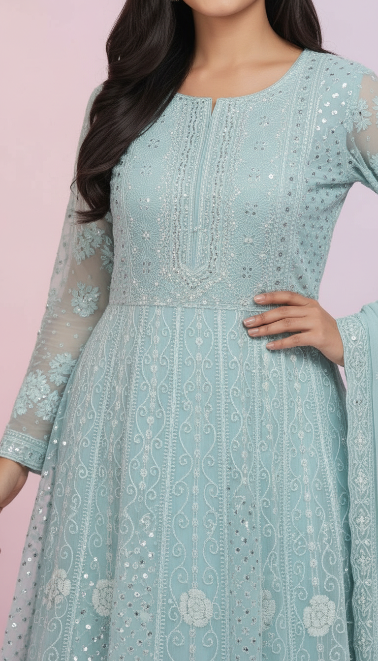 Embroidered Anarkali Dress view 4