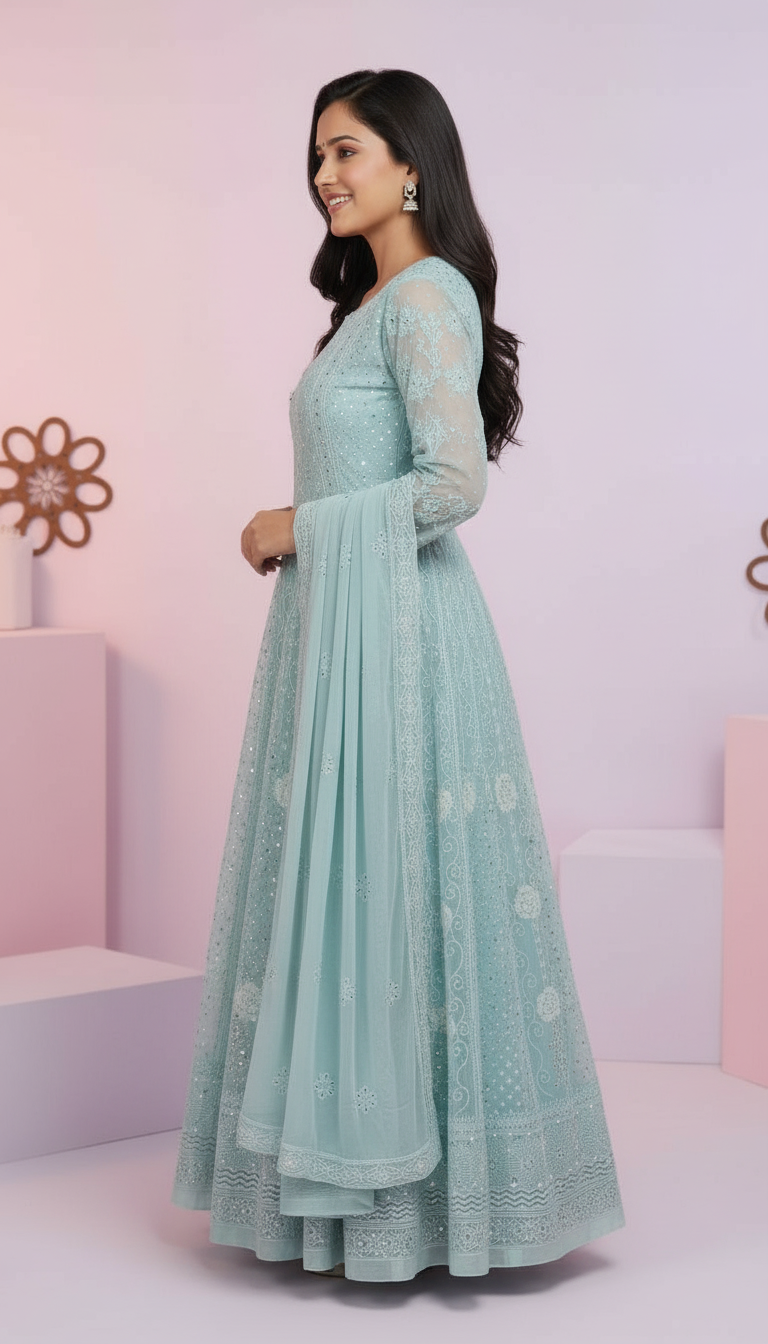 Embroidered Anarkali Dress view 3