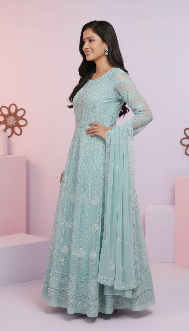 Embroidered Anarkali Dress view 2