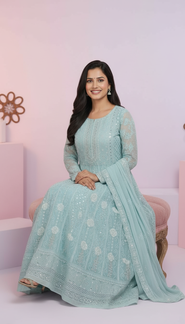 Embroidered Anarkali Dress view 5