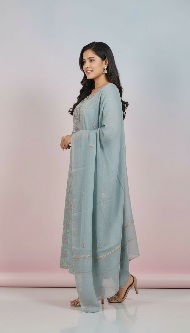 Embroidered Anarkali Suit view 4