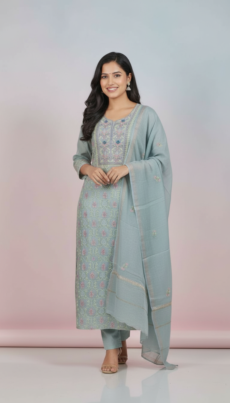 Embroidered Anarkali Suit view 7