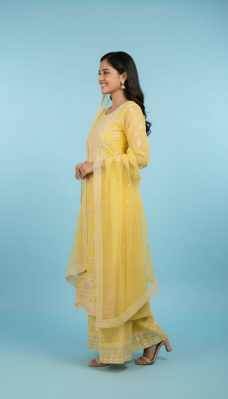 Yellow Ethnic Suit view 2
