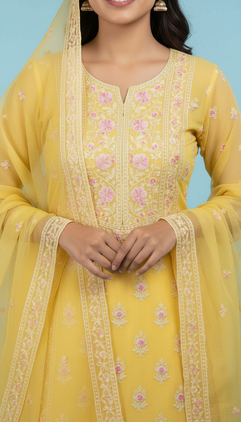 Yellow Ethnic Suit view 3