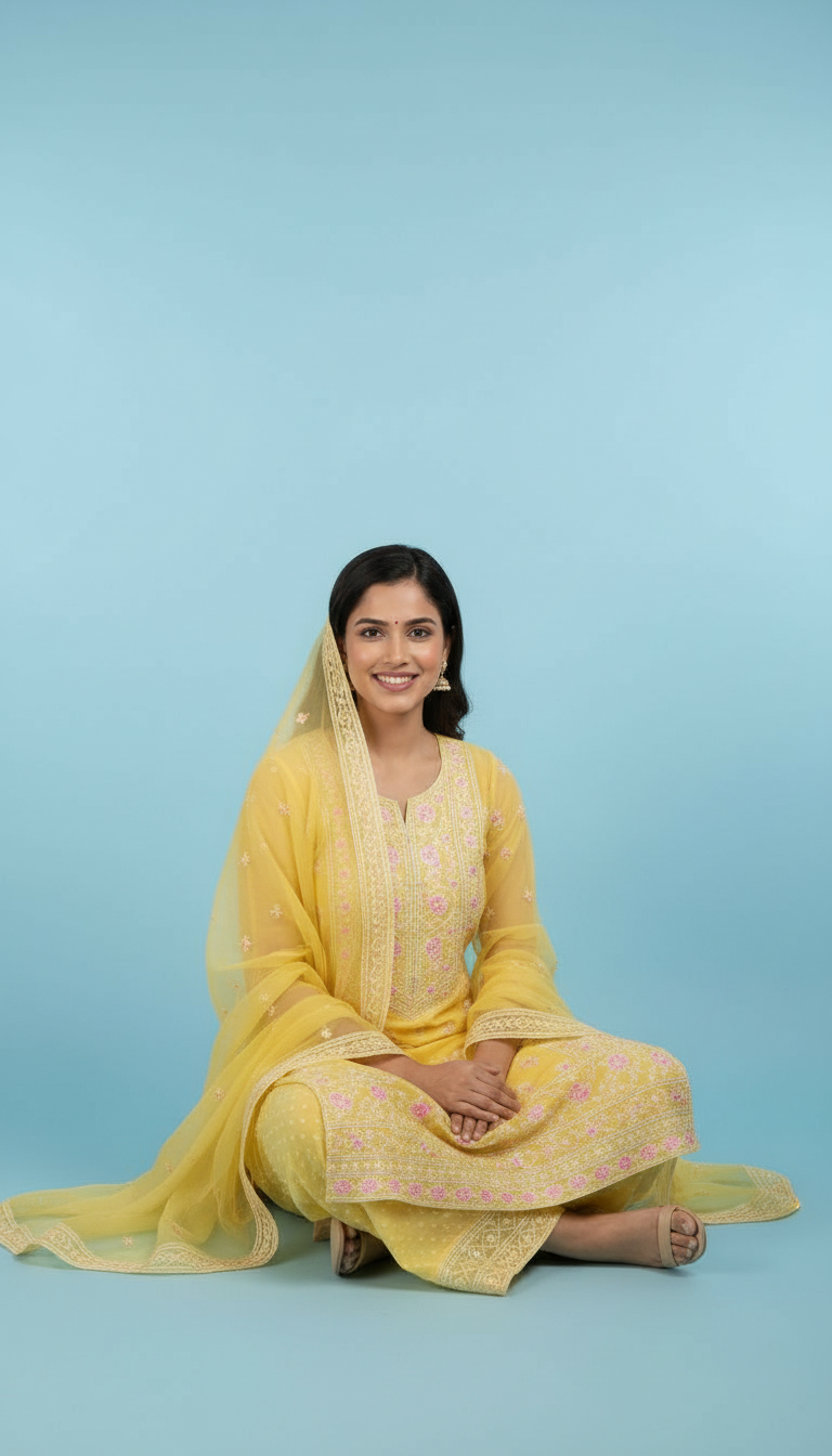 Yellow Ethnic Suit view 4