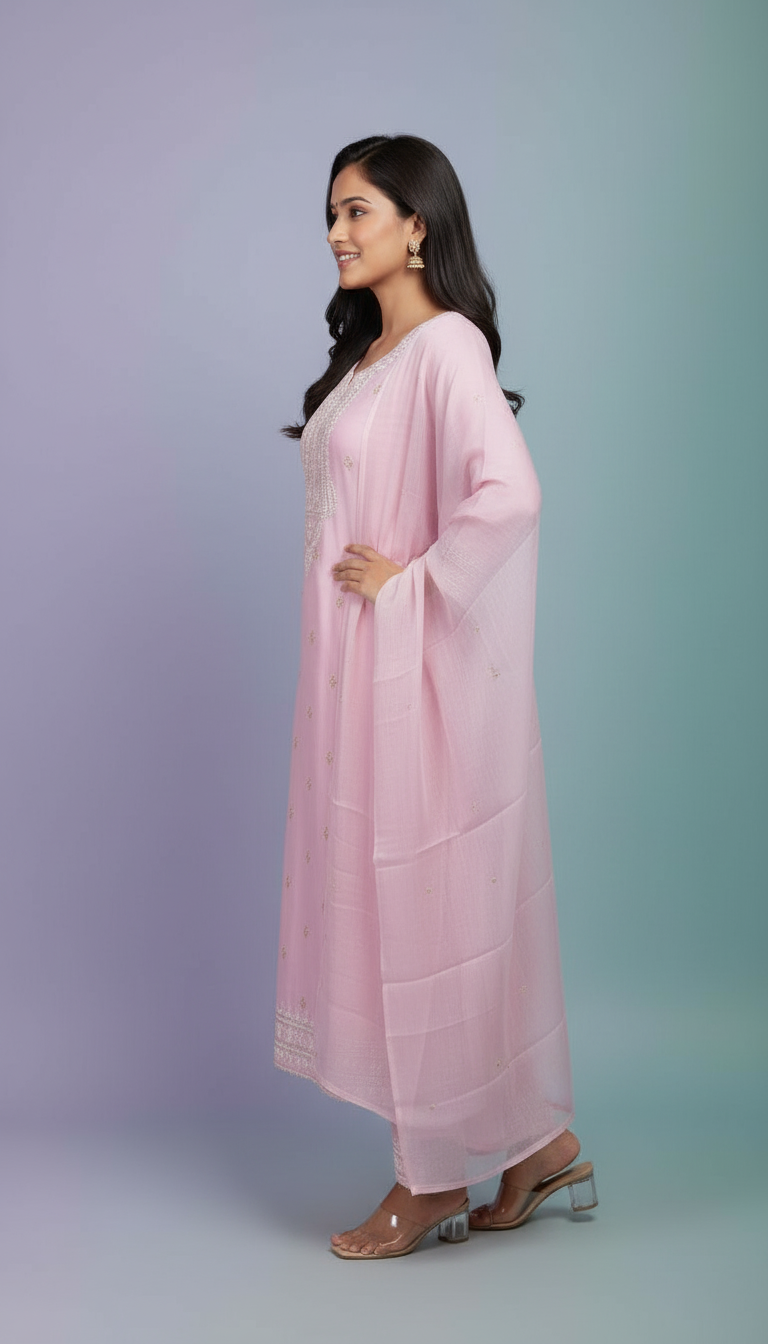 Chikankari Kurta Set view 3