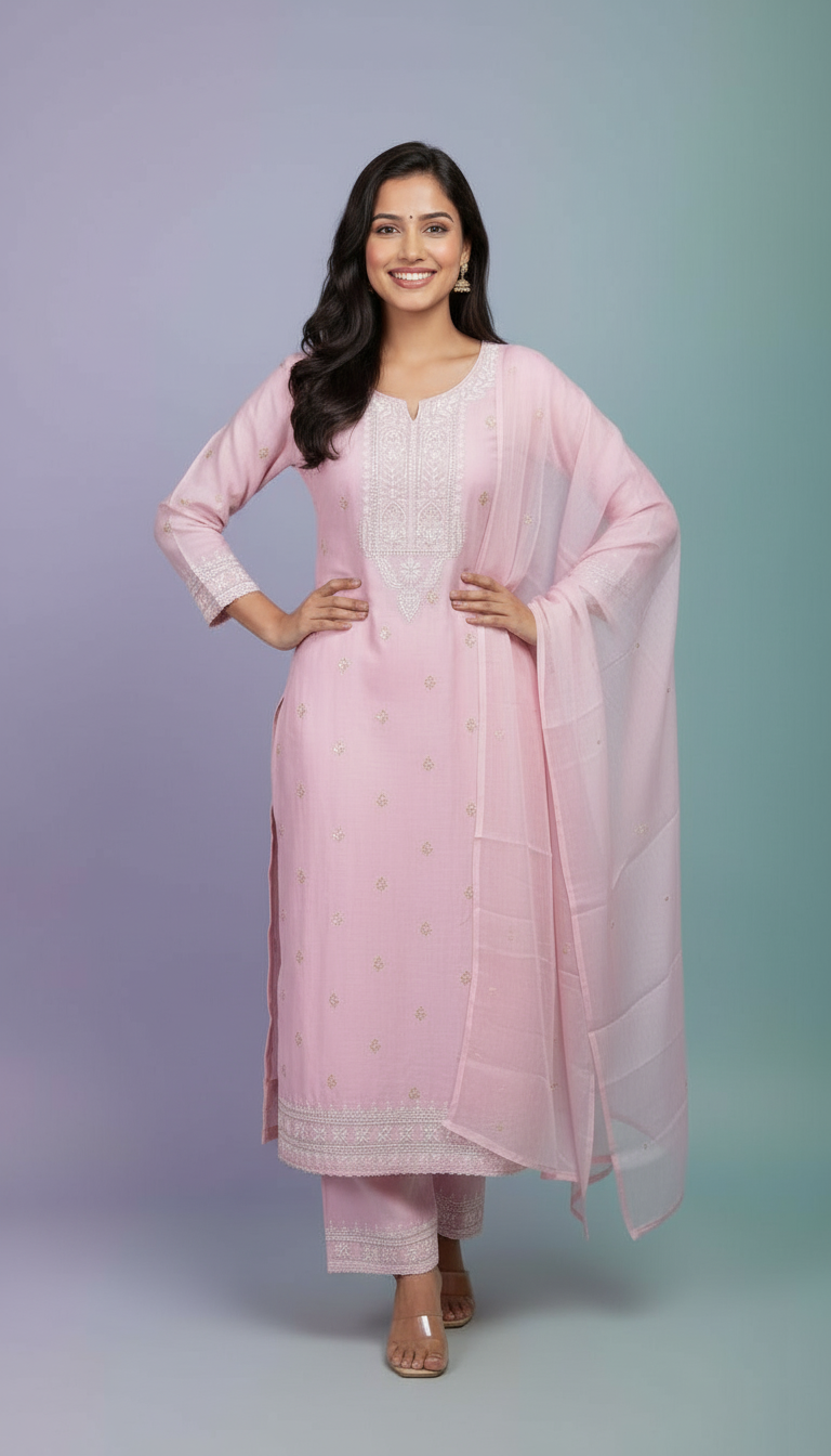 Chikankari Kurta Set view 4