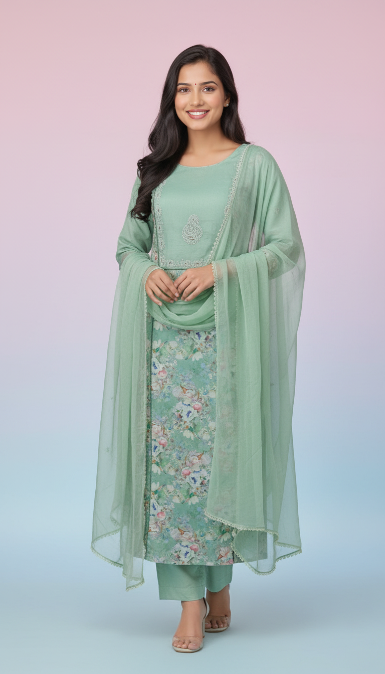 Chikankari Cotton Kurta Set view 6