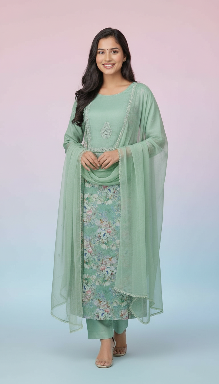 Chikankari Cotton Kurta Set view 3