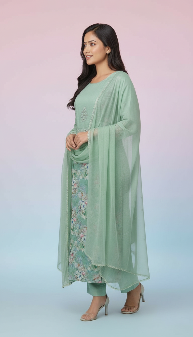 Chikankari Cotton Kurta Set view 2