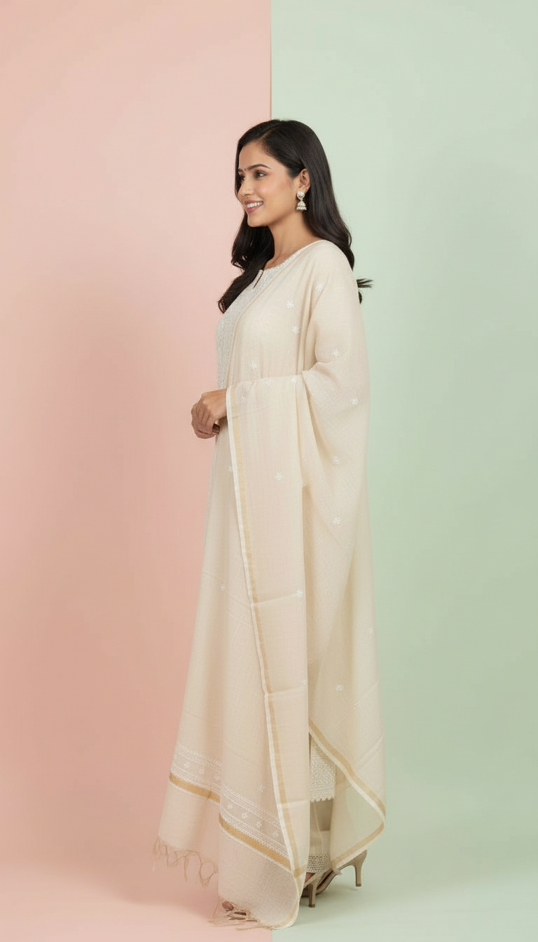 Chikankari Tissue Kurta Set view 2