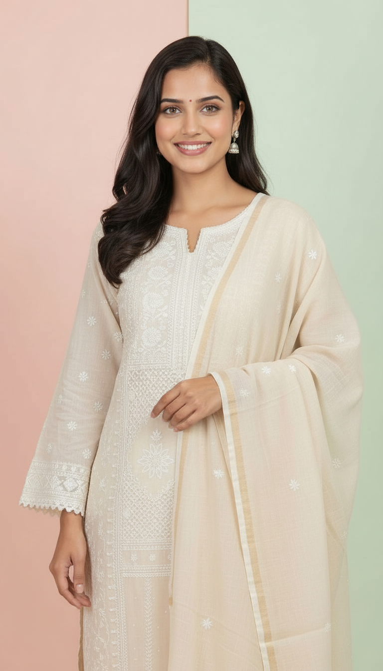 Chikankari Tissue Kurta Set